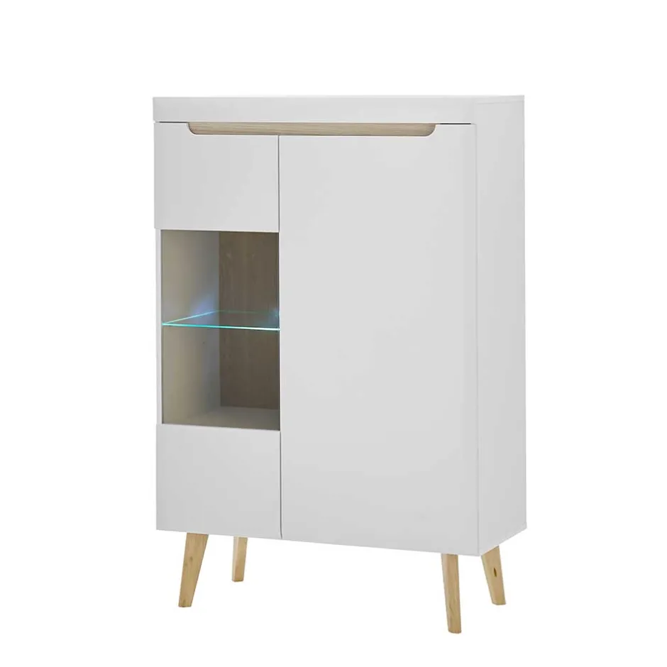 Wohnen Highboard mit Glas im Skandi Design - Ginko