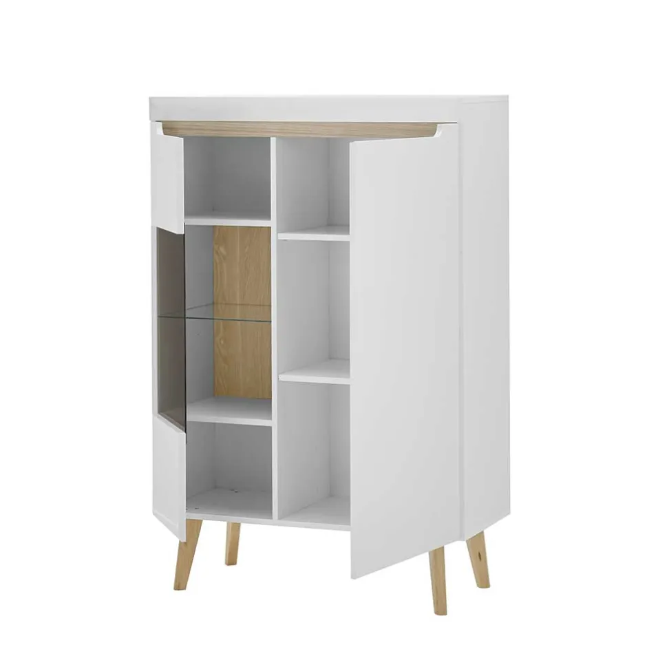 Wohnen Highboard mit Glas im Skandi Design - Ginko