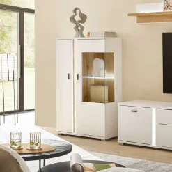 Wohnen Highboard mit Glas und Licht modern - Racelyn