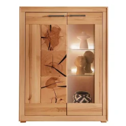 Highboard mit Glaseinsatz aus geölter Kernbuche - Sarosca^Wohnen Discount