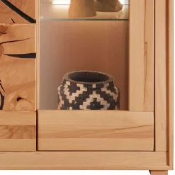 Highboard mit Glaseinsatz aus geölter Kernbuche - Sarosca^Wohnen Discount