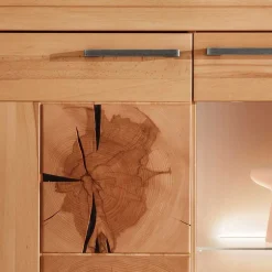 Highboard mit Glaseinsatz aus geölter Kernbuche - Sarosca^Wohnen Discount