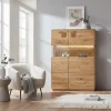 Wohnen Highboard mit Glaseinsatz aus Wildeiche massiv - Millena