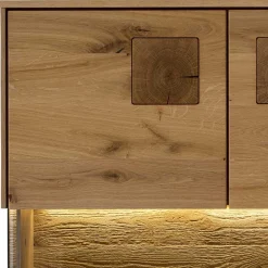 Wohnen Highboard mit Glaseinsatz aus Wildeiche massiv - Millena