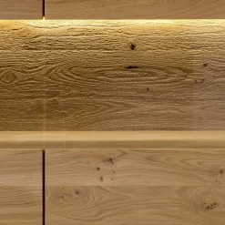 Wohnen Highboard mit Glaseinsatz aus Wildeiche massiv - Millena