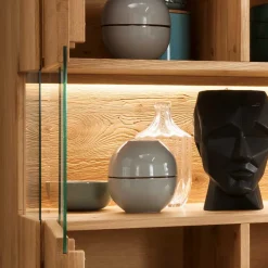 Wohnen Highboard mit Glaseinsatz aus Wildeiche massiv - Millena