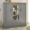 Wohnen Highboard mit Glaseinsatz mit Metallgriffen - Buleta