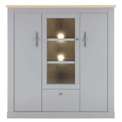 Wohnen Highboard mit Glaseinsatz mit Metallgriffen - Buleta