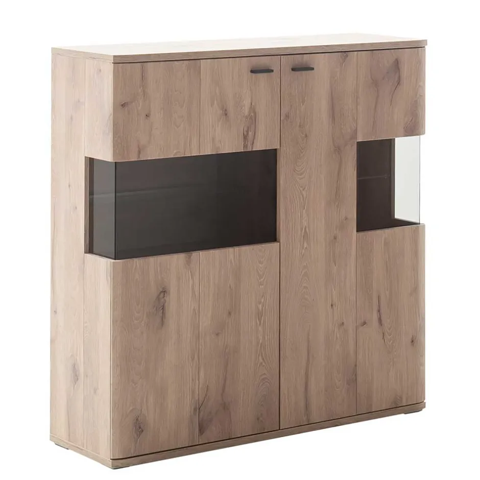 Wohnen Highboard mit Glaseinsätzen 119x121x37 cm - Comrinaca