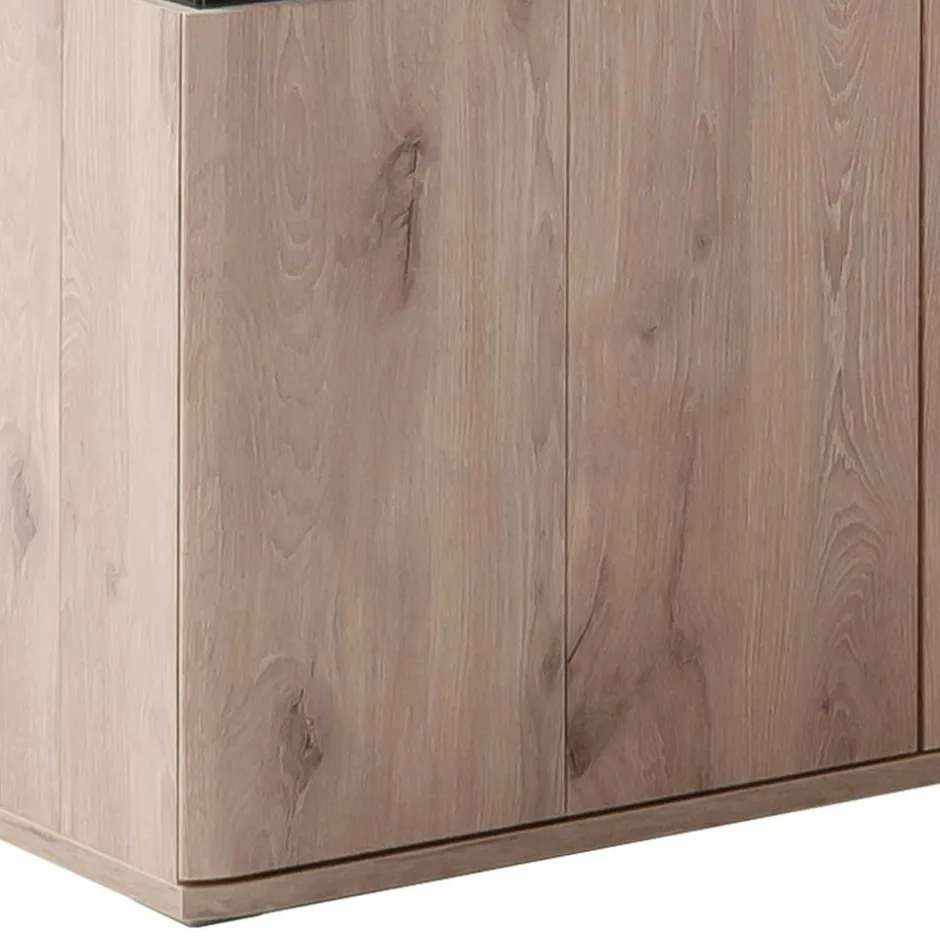 Wohnen Highboard mit Glaseinsätzen 119x121x37 cm - Comrinaca