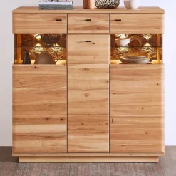 Wohnen Highboard mit Glaseinsätzen in Esche - Cassna