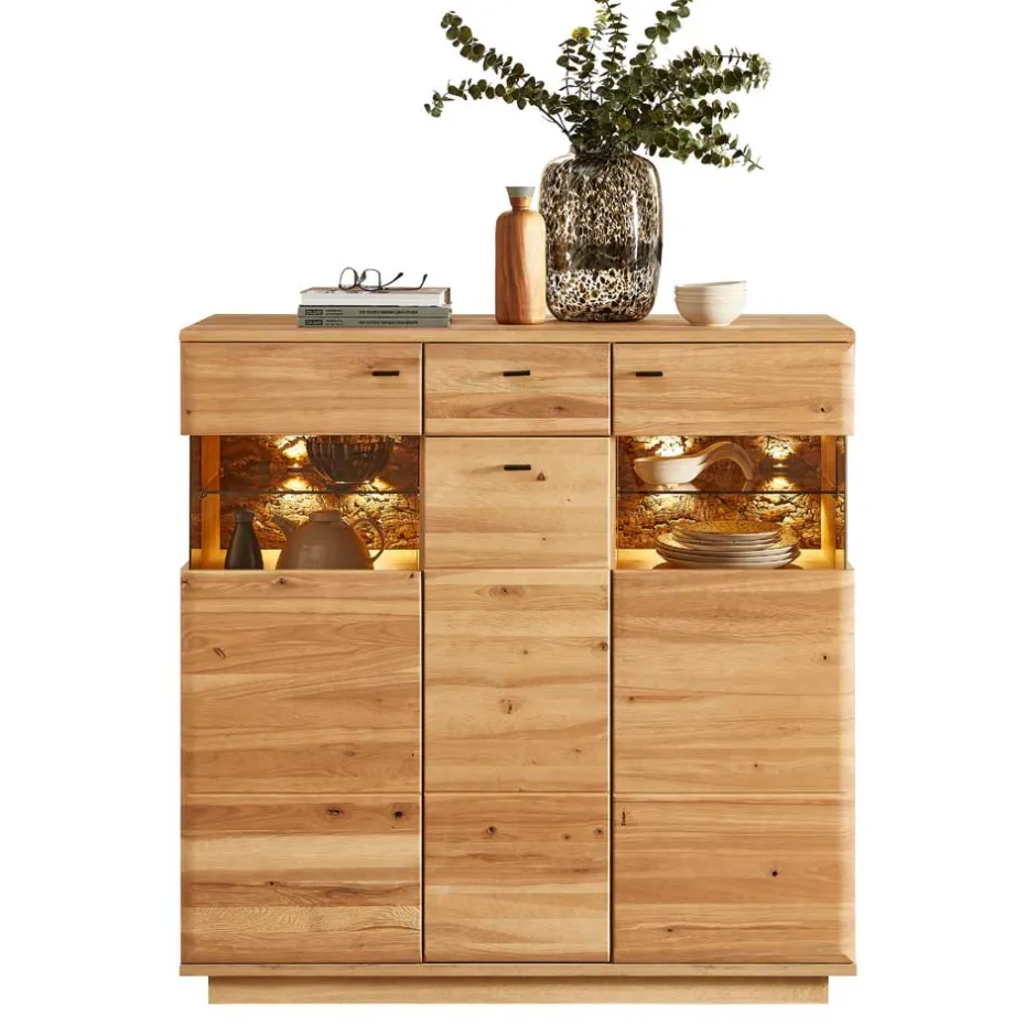 Wohnen Highboard mit Glaseinsätzen in Esche - Cassna