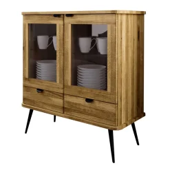 Wohnen Highboard mit Glastüren mit zwei Schubladen - Casarius