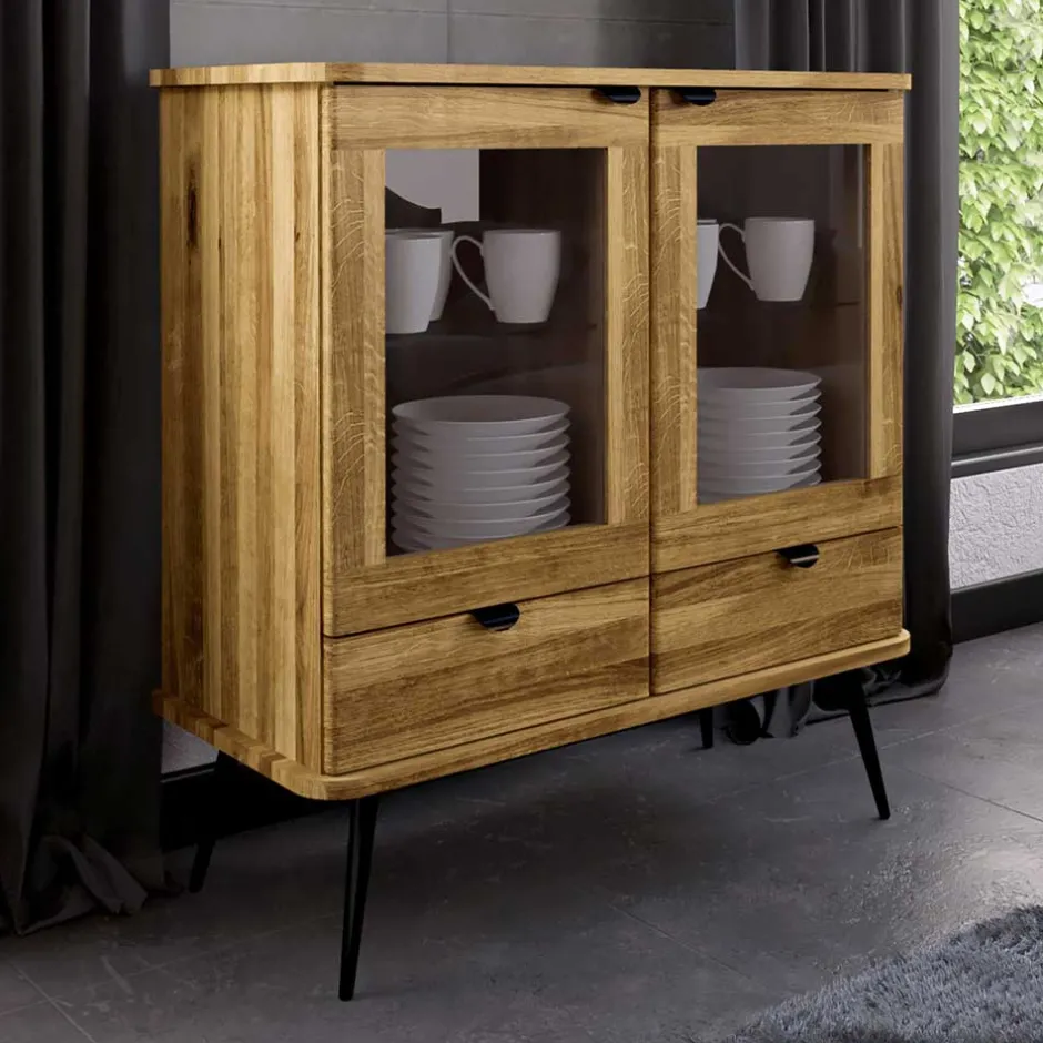 Wohnen Highboard mit Glastüren mit zwei Schubladen - Casarius