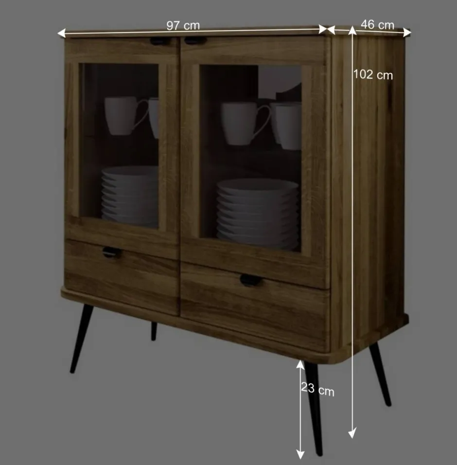 Wohnen Highboard mit Glastüren mit zwei Schubladen - Casarius