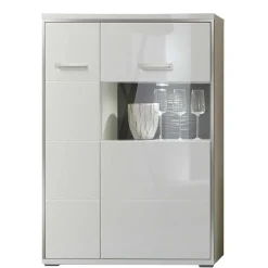 Wohnen Highboard Tacroma in Hochglanz Weiß Glas