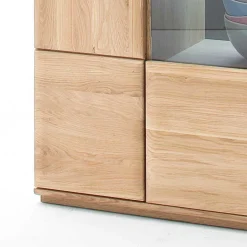 Highboard 2-türig mit Glas-Einsatz Pontros in Eiche Bianco teilmassiv^Wohnen Best