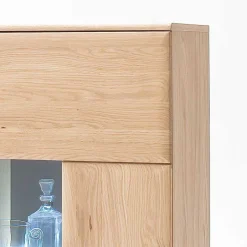 Highboard 2-türig mit Glas-Einsatz Pontros in Eiche Bianco teilmassiv^Wohnen Best