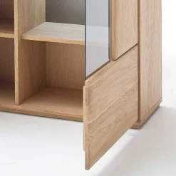 Highboard 2-türig mit Glas-Einsatz Pontros in Eiche Bianco teilmassiv^Wohnen Best