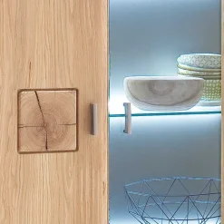 Highboard 2-türig mit Glas-Einsatz Pontros in Eiche Bianco teilmassiv^Wohnen Best