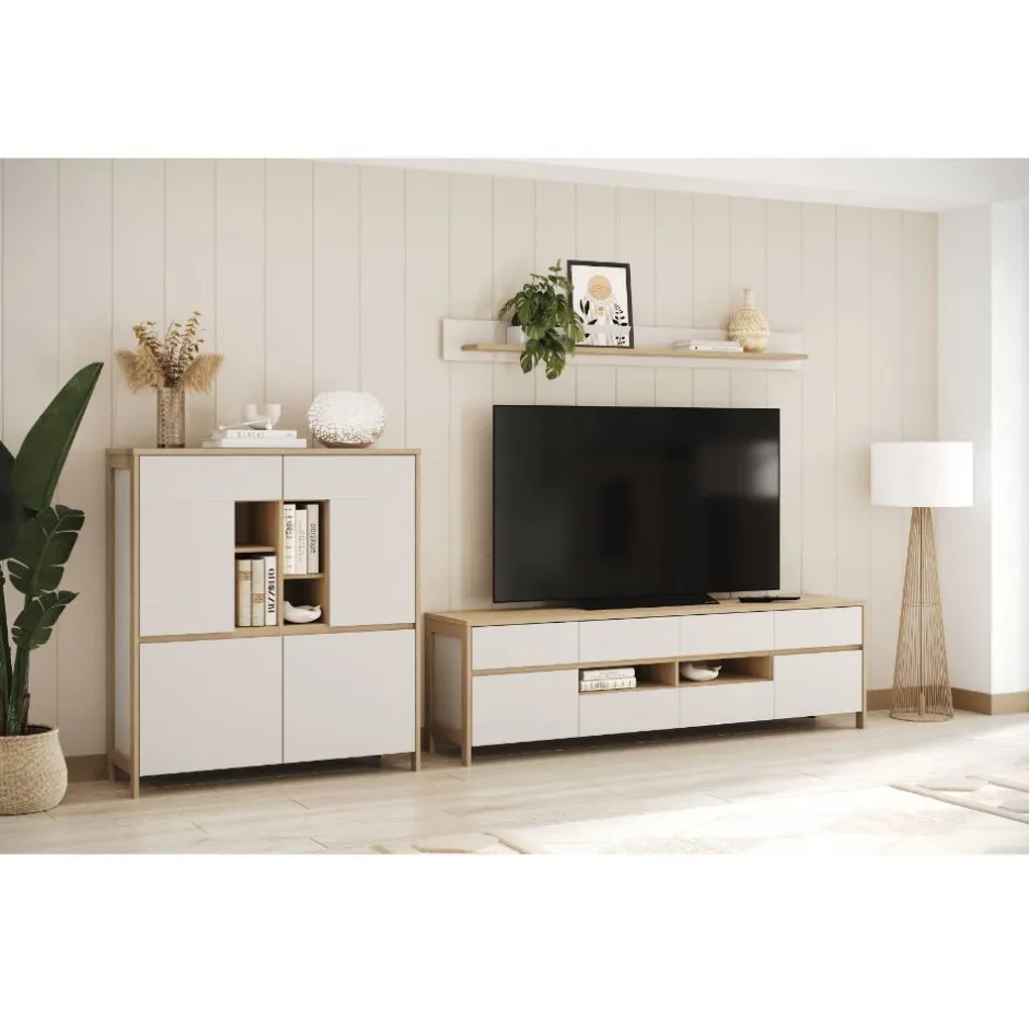 Wohnen Highboard und TV-Board und Wandboard Set - Ovidio (dreiteilig)