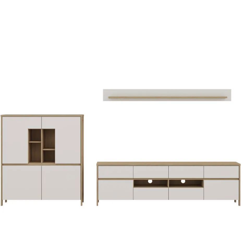 Wohnen Highboard und TV-Board und Wandboard Set - Ovidio (dreiteilig)