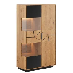 Highboard Vitrine aus Eiche und Glas - Masicuri^Wohnen Clearance
