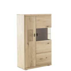 Wohnen Highboard Vitrine aus hellem Asteiche Massivholz - Losiamos