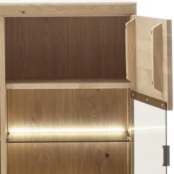 Wohnen Highboard Vitrine aus hellem Asteiche Massivholz - Losiamos