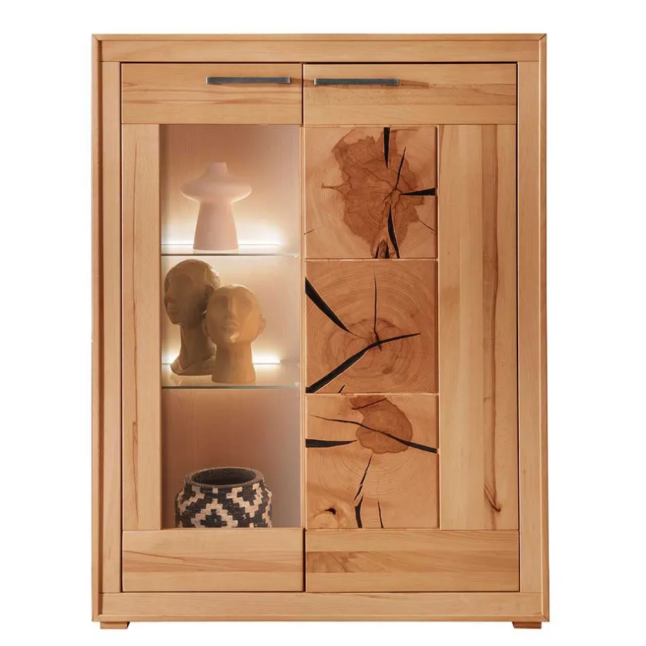 Highboard Vitrine aus Kernbuche Massivholz - Sarosca^Wohnen
