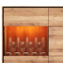 Wohnen Highboard Vitrine aus Wildeiche Massivholz - Shipper