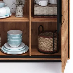 Wohnen Highboard Vitrine aus Wildeiche Massivholz - Shipper