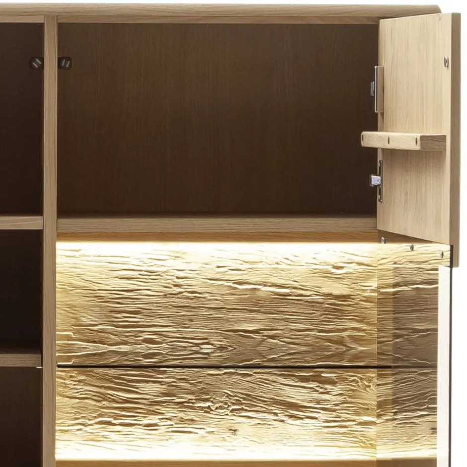 Highboard Vitrine in Asteiche Hell - Jevedaz^Wohnen Online