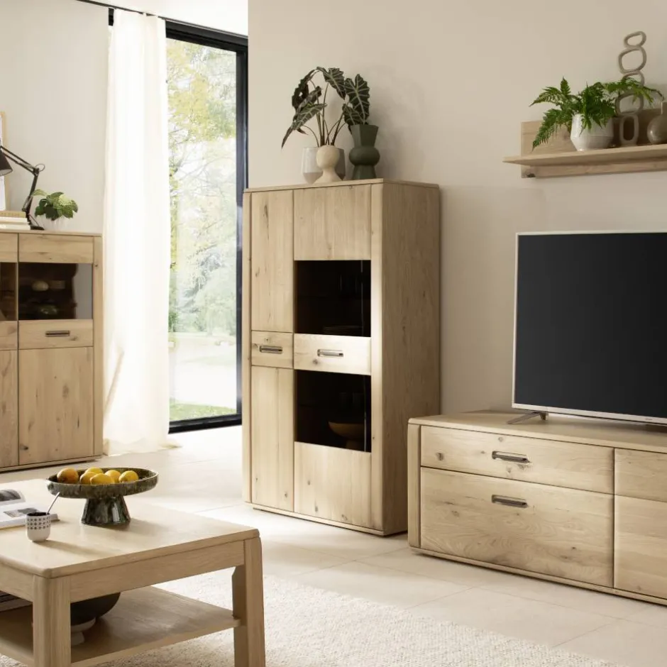 Highboard Vitrine in Asteiche Hell - Jevedaz^Wohnen Online