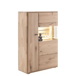 Wohnen Highboard Vitrine in Asteiche Hell - Azzurian