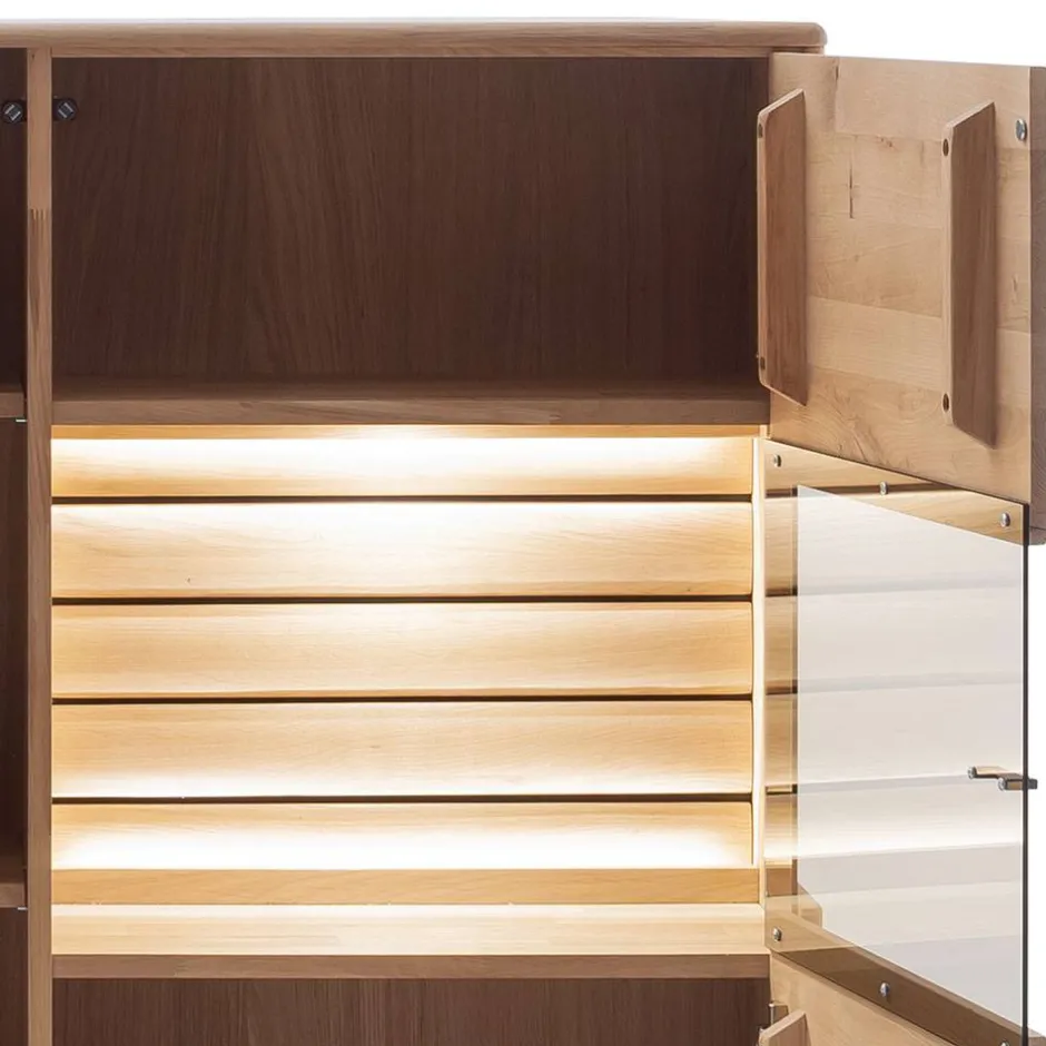 Wohnen Highboard Vitrine in Asteiche Hell - Azzurian