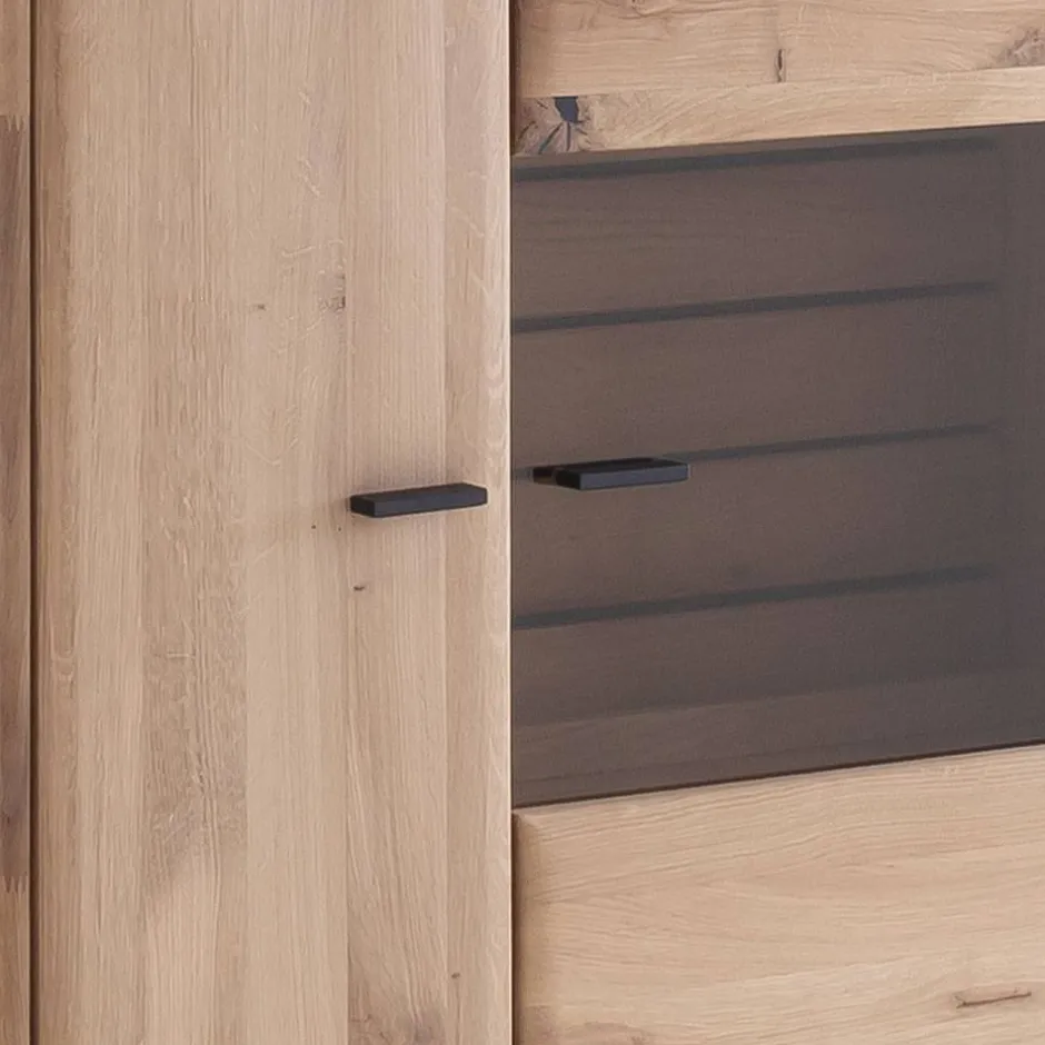 Wohnen Highboard Vitrine in Asteiche Hell - Azzurian