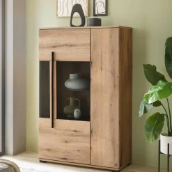 Wohnen Highboard Vitrine in Eiche Dekor - Brocus