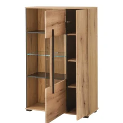 Wohnen Highboard Vitrine in Eiche Dekor - Brocus
