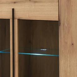 Wohnen Highboard Vitrine in Eiche Dekor - Brocus