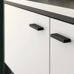 Wohnen Highboard Vitrine in Weiß mit Schwarzgrau - Loazin