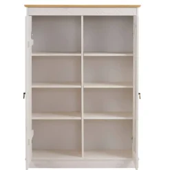 Wohnen Highboard Vitrine in Weiß und Kiefer Honig - Zentra