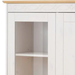 Wohnen Highboard Vitrine in Weiß und Kiefer Honig - Zentra