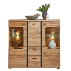 Wohnen Highboard Vitrine mit LED Beleuchtung - Mattadore