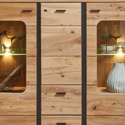 Wohnen Highboard Vitrine mit LED Beleuchtung - Mattadore