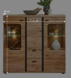 Wohnen Highboard Vitrine mit LED Beleuchtung - Mattadore