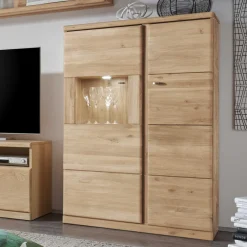 Highboard Vitrine Smonia aus Wildeiche Bianco^Wohnen Outlet