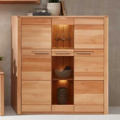 Highboard Vitrinenschrank aus Kernbuche massiv - Amyonta^Wohnen Discount