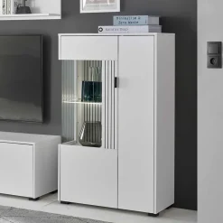 Wohnen Highboard-Vitrine in Weiß - Dualkos