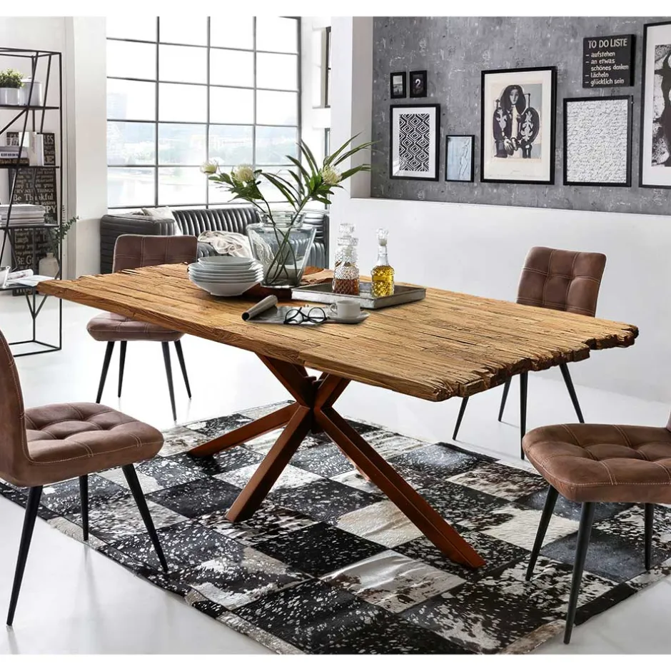 Hingucker Esstisch aus rustikalem Recyclingholz - Nadeles^Wohnen Outlet